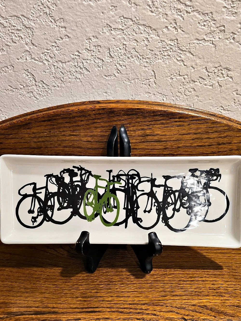 T. Lempert FISHES EDDY Bicycle Tray 10" White Abstract Tray